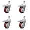 Service Caster 4 Inch Maroon Polyurethane Swivel 12mm Stem Caster Set with Total Lock Brake SCC-TSTTL20S414-PPUB-MRN-M1215-4 - alternate 1
